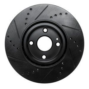 Fiat 124 Spider Brake Rotor (1) - Front Right - R1 Concepts - Drilled & Slotted - Black - `16-`25